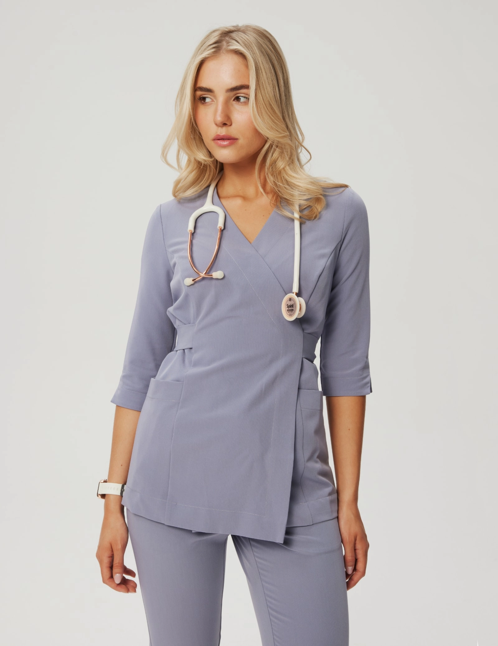 Tied Medical Blouse Rosalie - MILKY LAVENDER