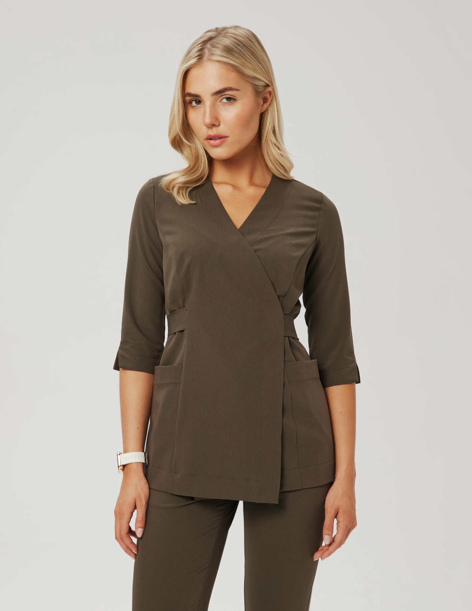 Rosalie tied medical  blouse - OLIVE NIGHT