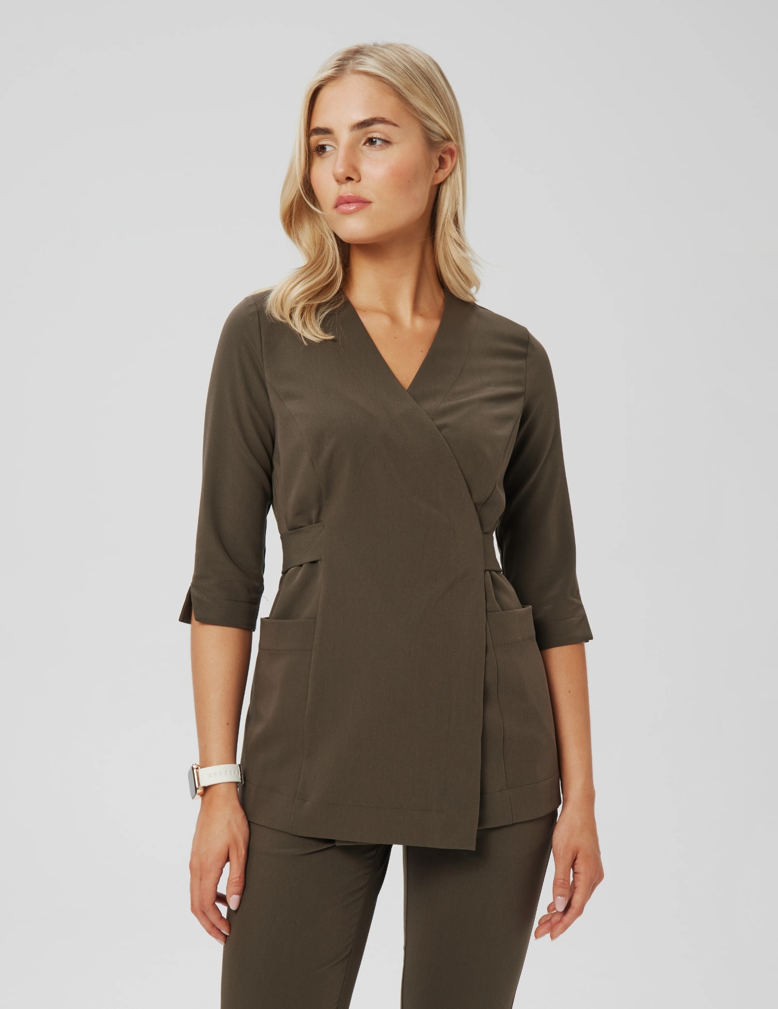 Rosalie tied medical  blouse - OLIVE NIGHT