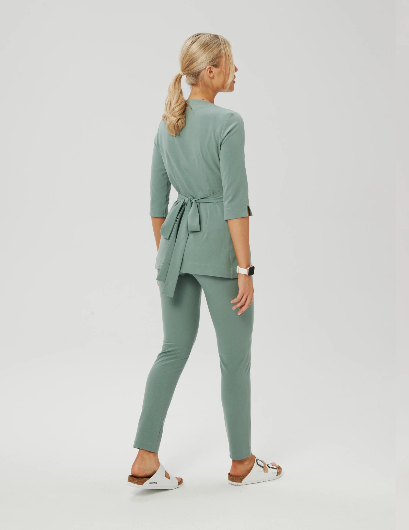 Rosalie tied medical Blouse - DUSTY GREEN