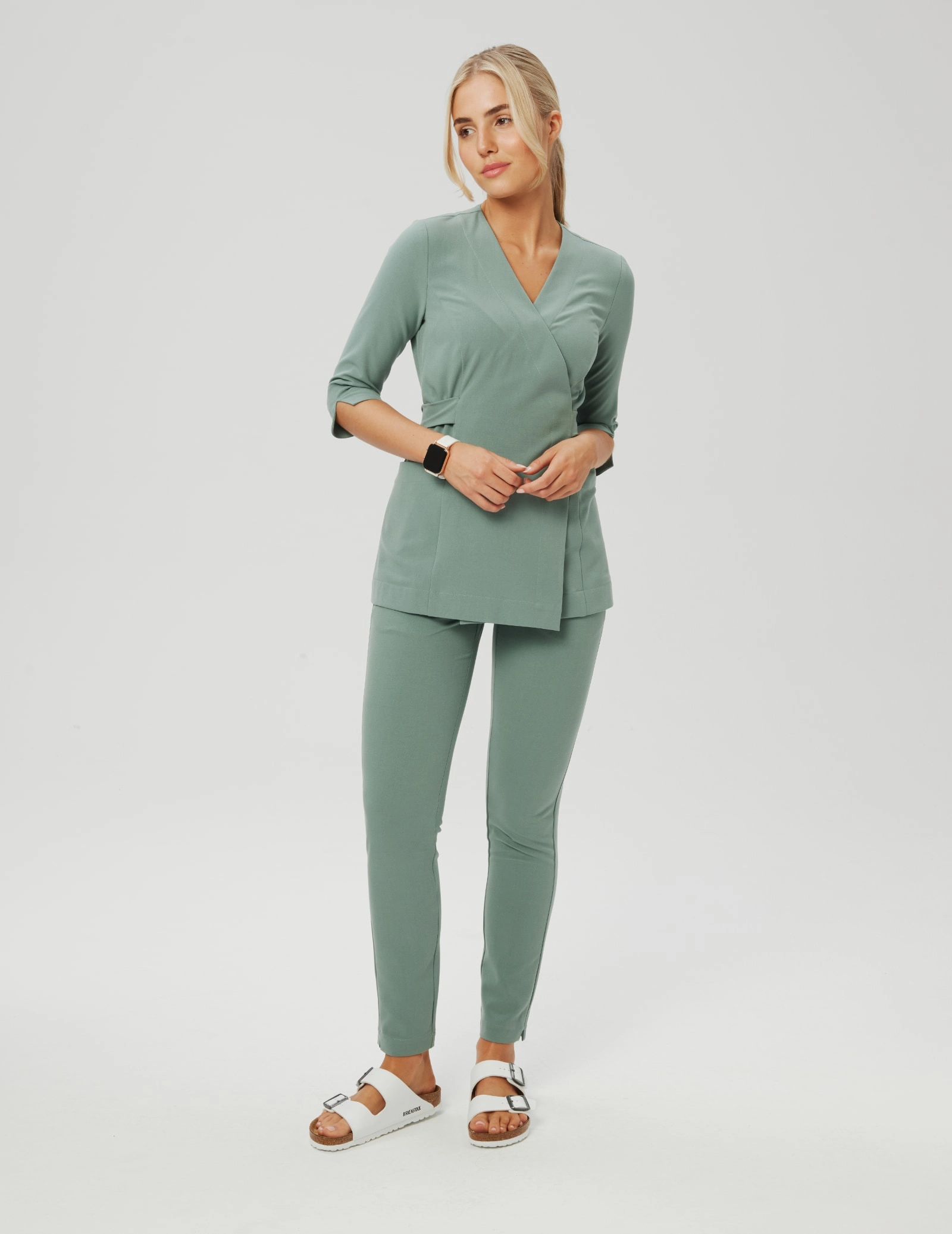 Rosalie tied medical Blouse - DUSTY GREEN