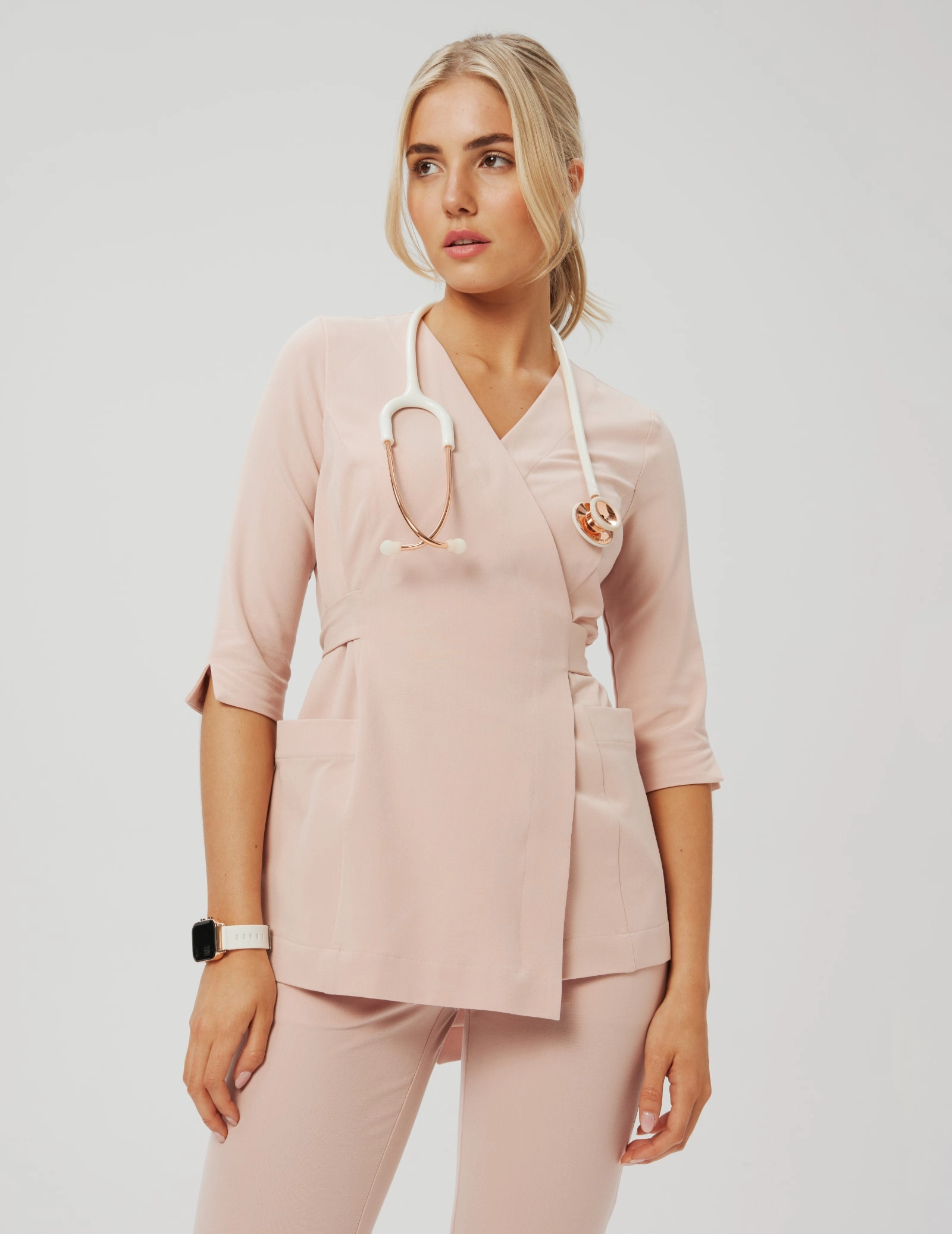 Rosalie Wrap Medical Top - DUSTY ROSE