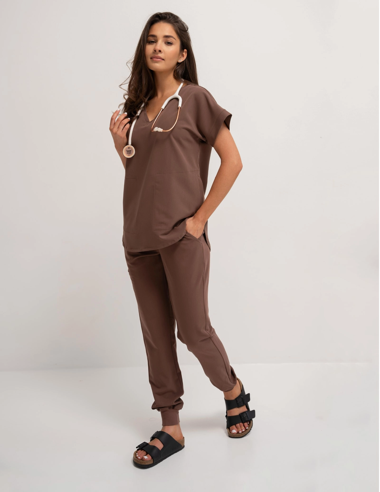 Kendall Scrub Top - MILKY BROWN