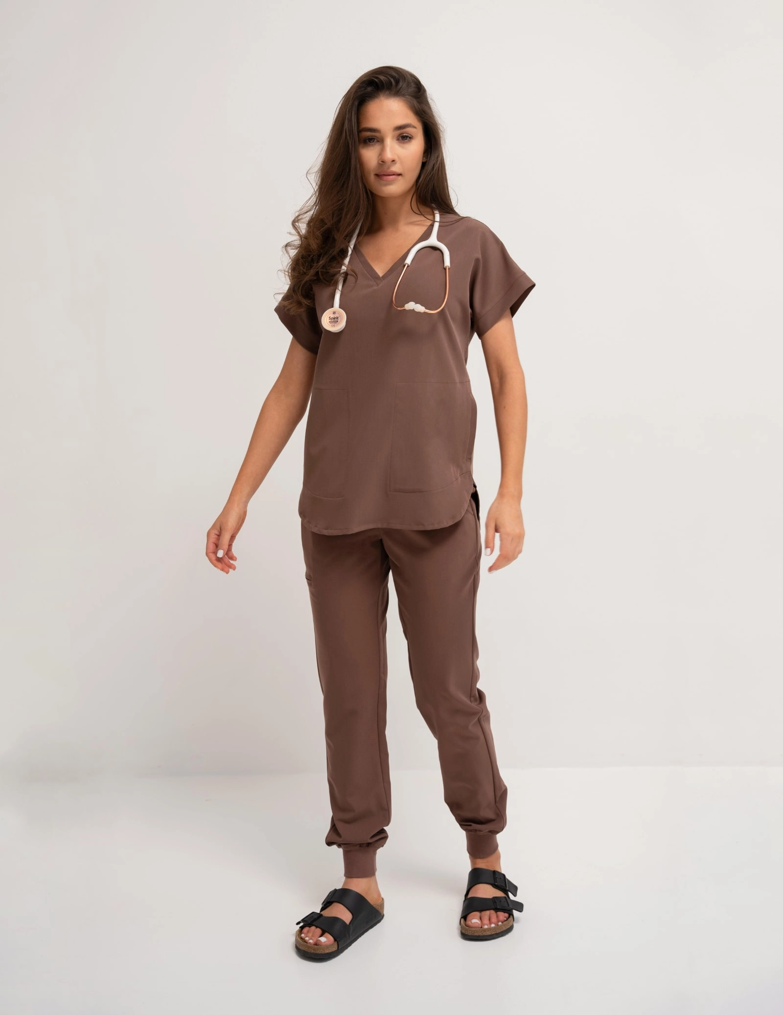 Kendall Scrub Top - MILKY BROWN