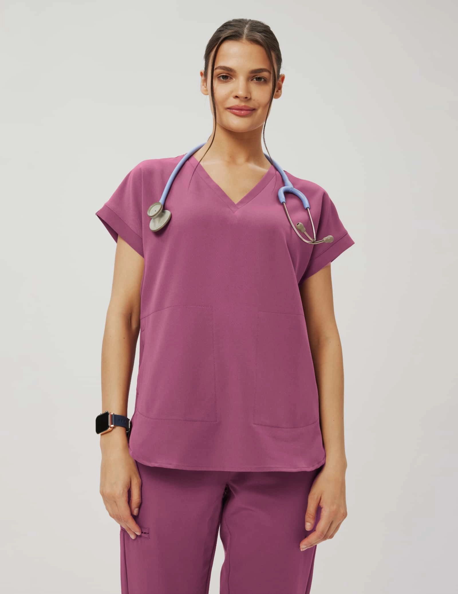 Kendall Scrub Top - BERRY SHAKE