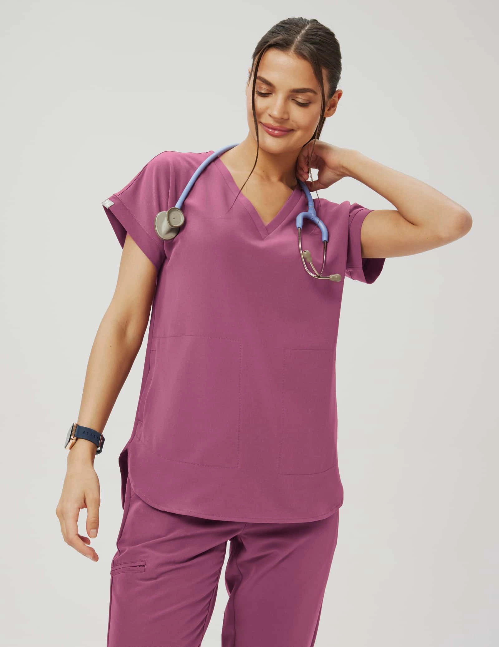 Kendall Scrub Top - BERRY SHAKE