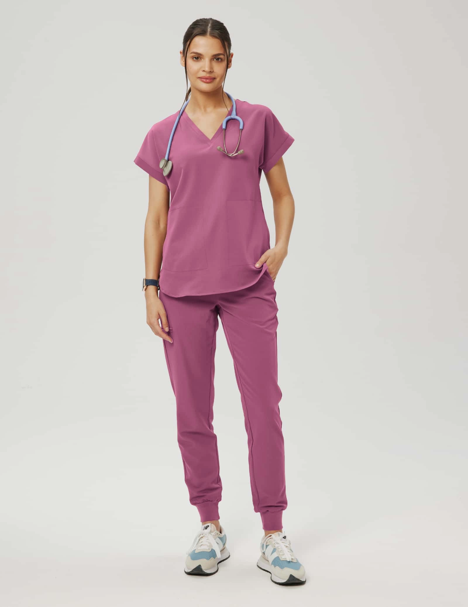 Kendall Scrub Top - BERRY SHAKE