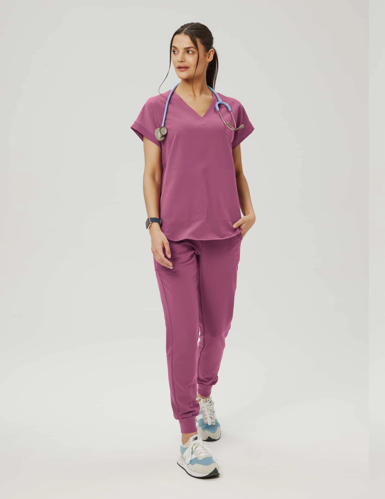 Kendall Scrub Top - BERRY SHAKE