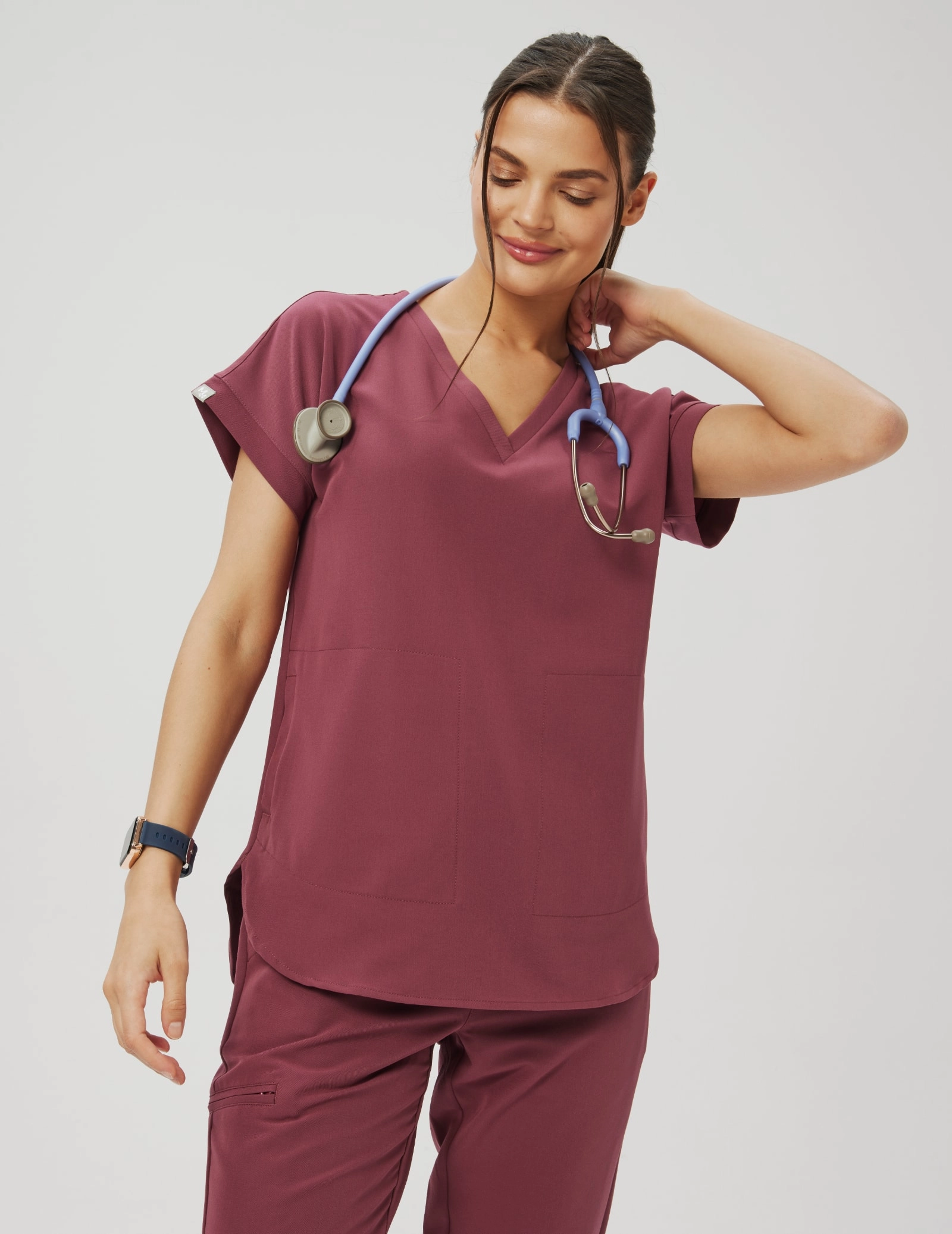 Kendall Scrub Top - MULLED WINE