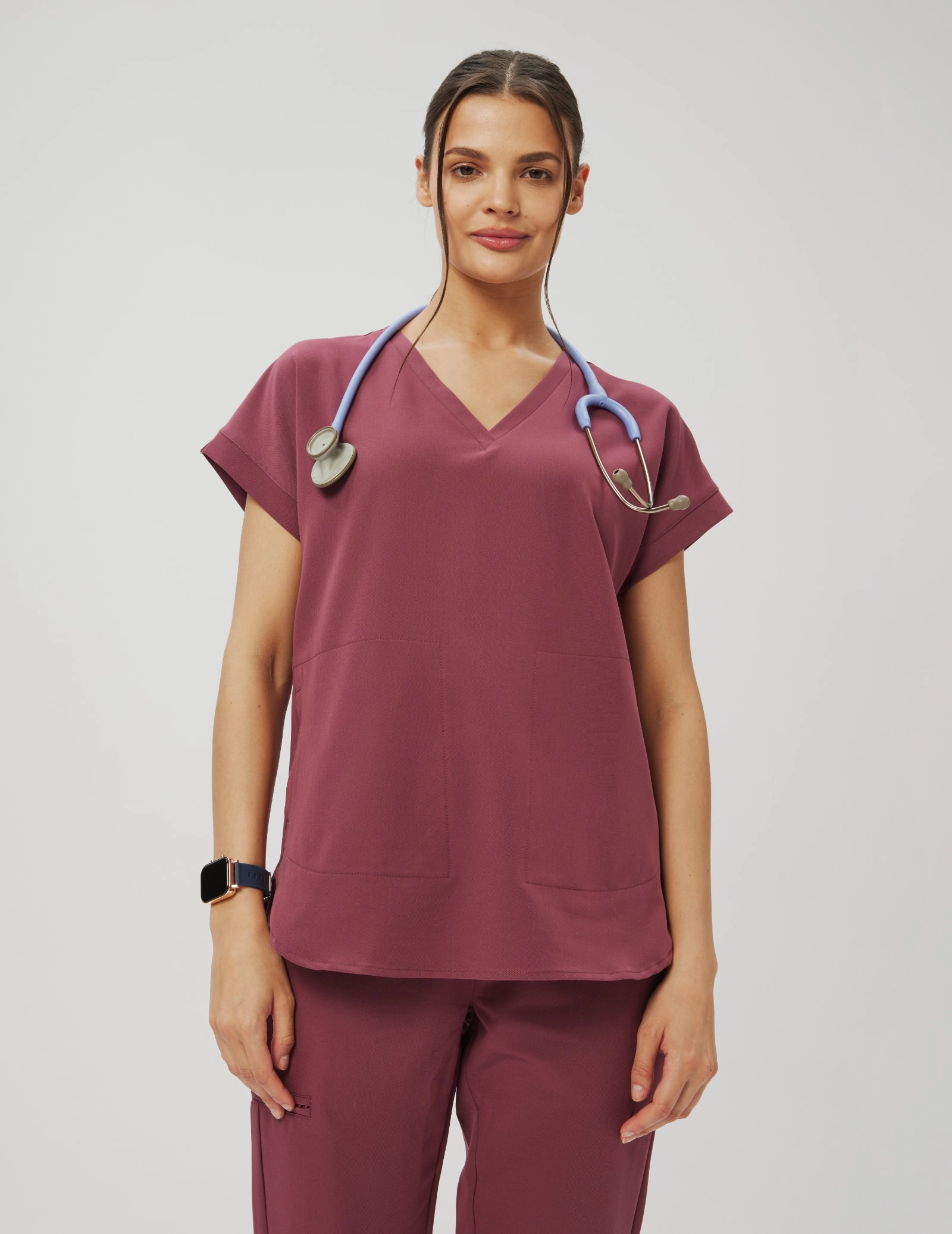 Kendall Scrub Top - MULLED WINE