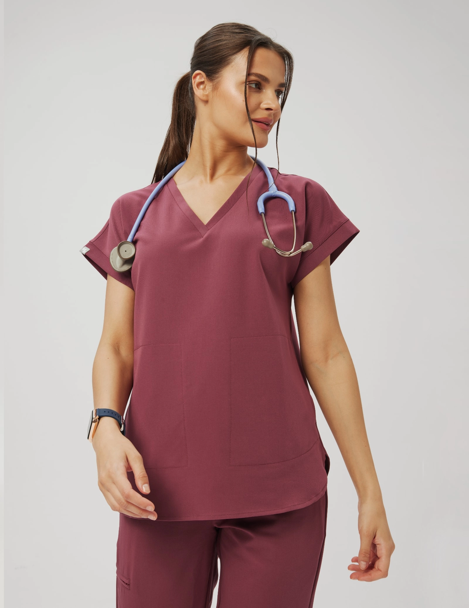 Kendall Scrub Top - MULLED WINE