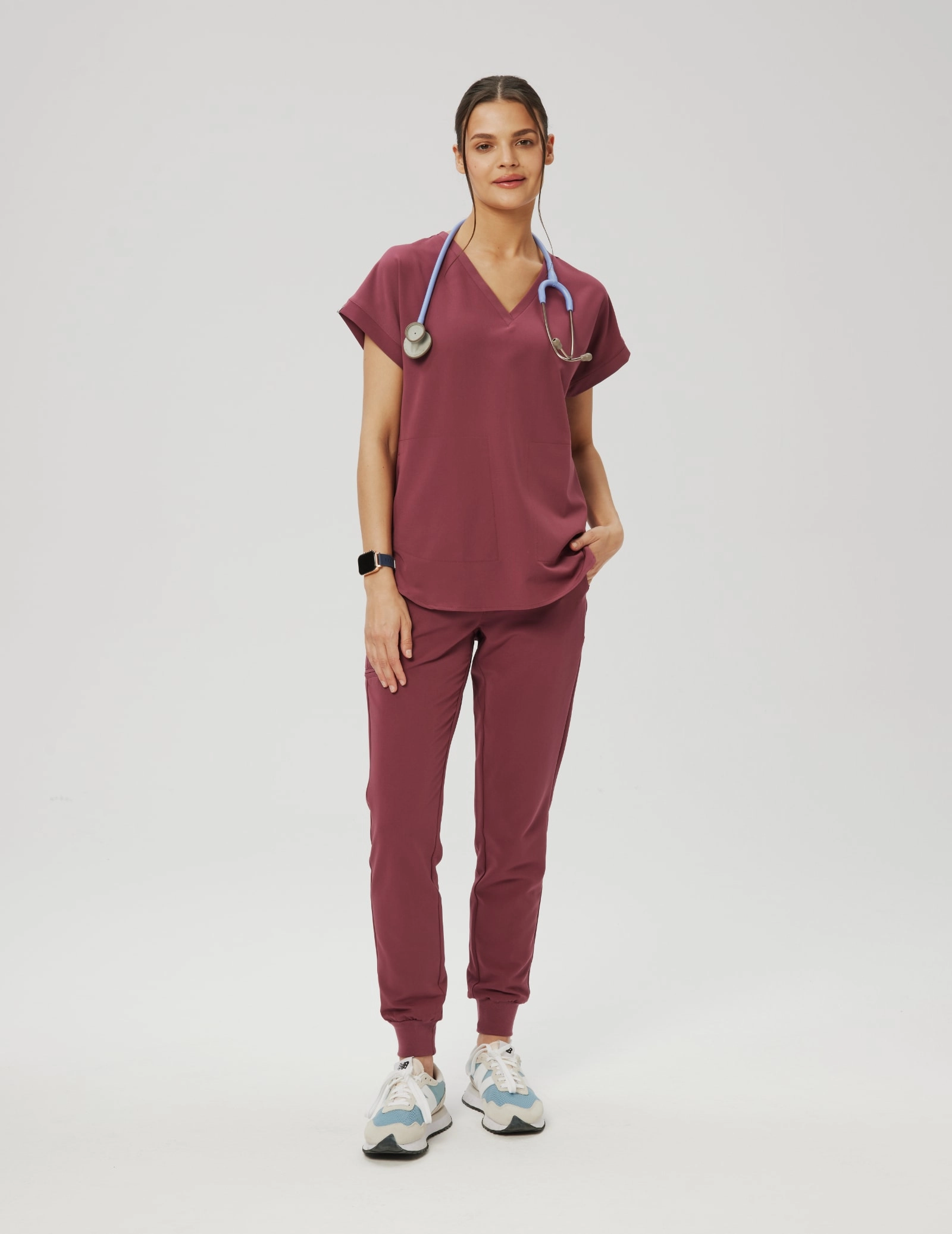 Kendall Scrub Top - MULLED WINE