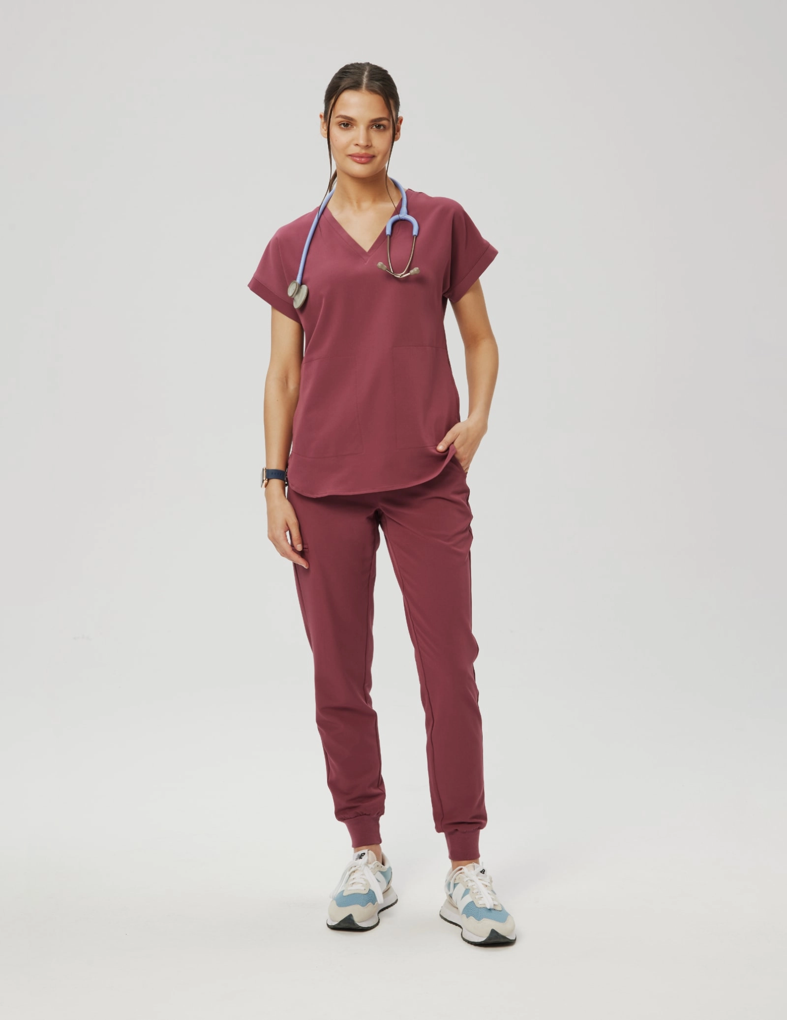 Kendall Scrub Top - MULLED WINE