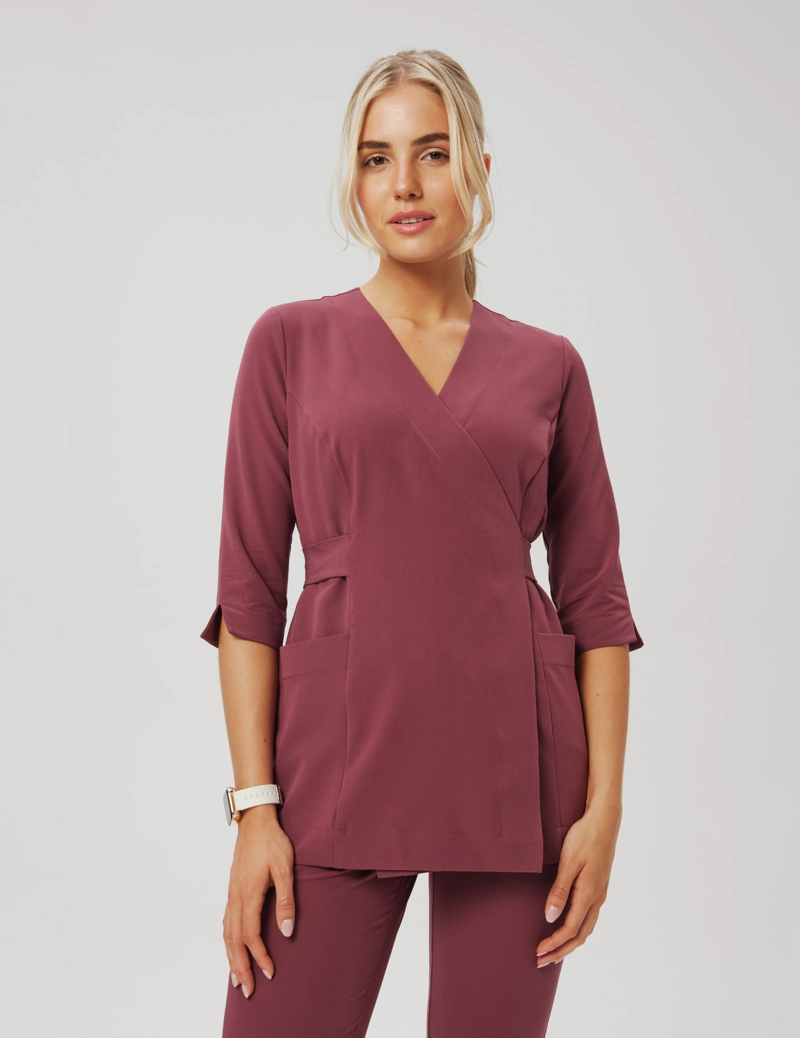 Rosalie tied scrub top - MULLED WINE