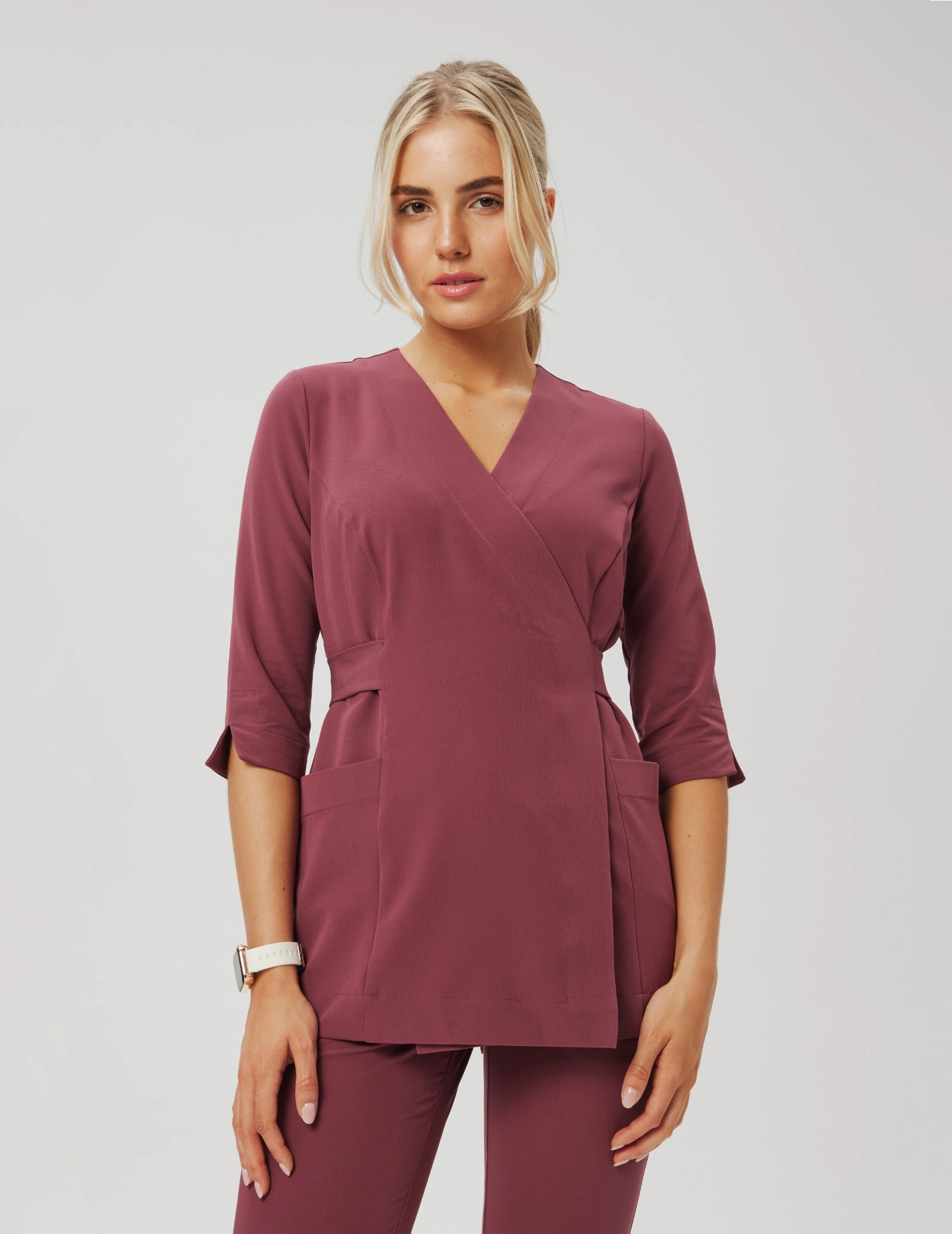 Rosalie tied scrub top - MULLED WINE